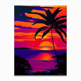 Palm Tree Geometric Sunset Canvas Print