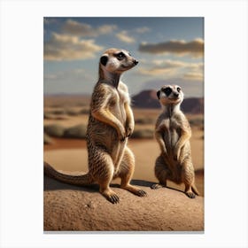 Meerkats In The Desert 1 Canvas Print