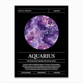 Amethyst Crystal Gem, Aquarius Zodiac Sign Canvas Print