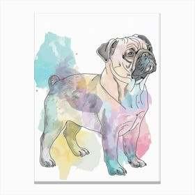 Pug Dog Pastel Line Illustration  2 Canvas Print