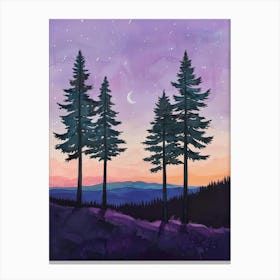 Sunset With Pine Trees Canvas Print Canvas Print