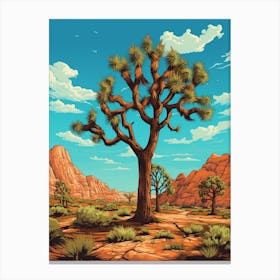  Retro Illustration Of A Joshua Trees In Grand Canyon 2 Canvas Print