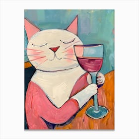 Cat Drinking Wine 2 Canvas Print