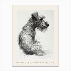 Portuguese Podengo Pequeno Dog Line Sketch 2 Poster Canvas Print