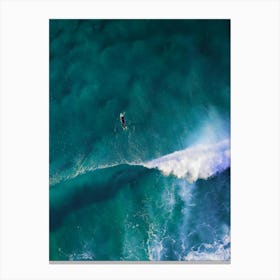 Aerial View Of A Surfer Riding A Wave 1 Canvas Print