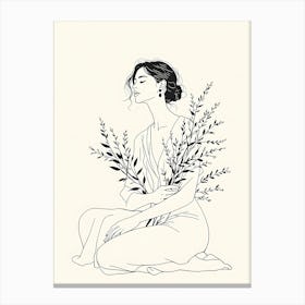 Girl With Flowers Canvas Print