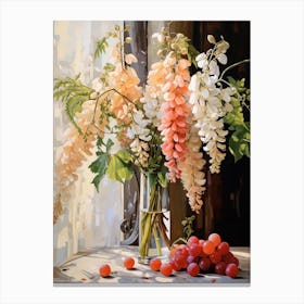 Wisteria Flower And Peaches Still Life Painting 2 Dreamy Canvas Print