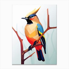 Colourful Geometric Bird Cedar Waxwing 3 Canvas Print