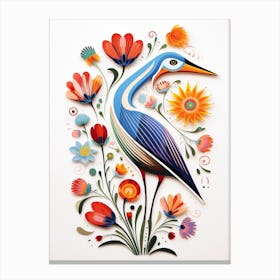 Scandinavian Bird Illustration Stork 1 Canvas Print