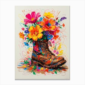 Flowers In A Boot Canvas Print