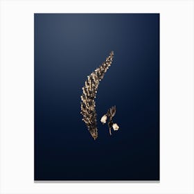 Gold Botanical Bell Bearing Heath Flower Branch on Midnight Navy n.0800 Canvas Print