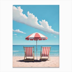 Beach Summer Illustration Canvas Print