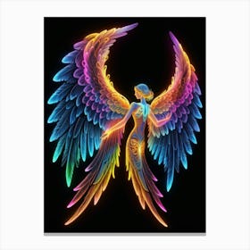 Neon Angel Wings 8 Canvas Print