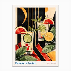 Art Deco Cocktail With Fruit Slices Poster Canvas Print
