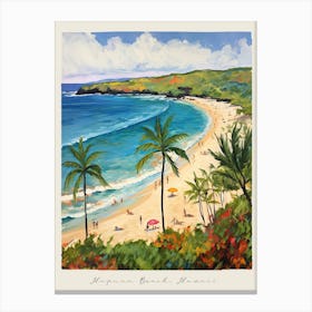 Poster Of Hapuna Beach, Hawaii, Matisse And Rousseau Style 1 Canvas Print