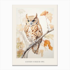 Vintage Bird Drawing Eastern Screech Owl 1 Poster Canvas Print