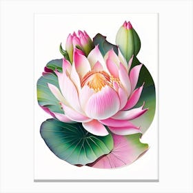 Pink Lotus Decoupage 1 Canvas Print