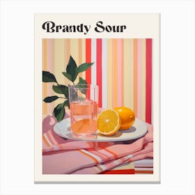 Brandy Sour Retro Cocktail Poster Canvas Print