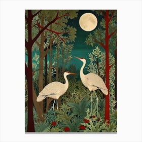 william morris Two Cranes In The Forest Canvas Print