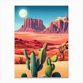 Cactus Desert Landscape Canvas Print