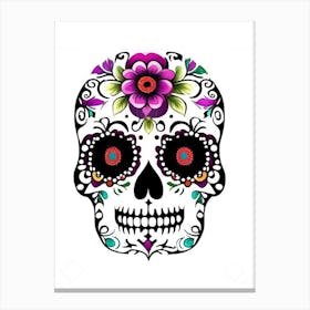 Sugar Skull Day Of The Dead Inspired 2 Skull Kawaii Canvas Print