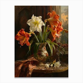 Baroque Floral Still Life Amaryllis 1 Canvas Print