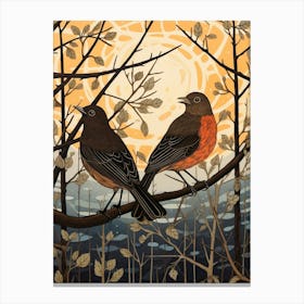 Art Nouveau Birds Poster Blackbird 3 Canvas Print