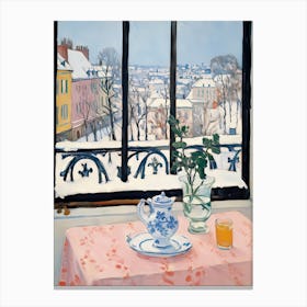 The Windowsill Of Vienna   Austria Snow Inspired By Matisse 3 Canvas Print