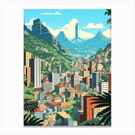 Rio De Janeiro, Brazil, Flat Illustration 1 Canvas Print
