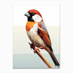 Colourful Geometric Bird House Sparrow 3 Canvas Print