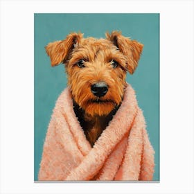 Terrier In Bath Towel 2 Canvas Print