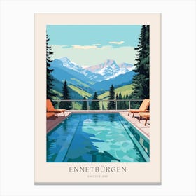 Ennetbürgen, Switzerland 2 Midcentury Modern Pool Poster Canvas Print