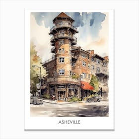 Asheville Watercolor 4 Travel Poster Canvas Print