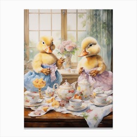 Afternoon Tea Duckling Painting 3 Canvas Print