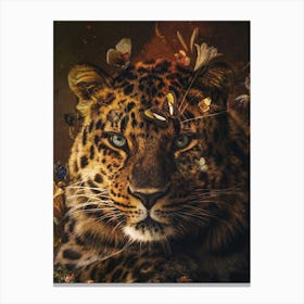 Leopard With Butterflies Canvas Print