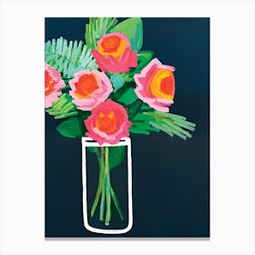 Roses In A Vase 12 Canvas Print