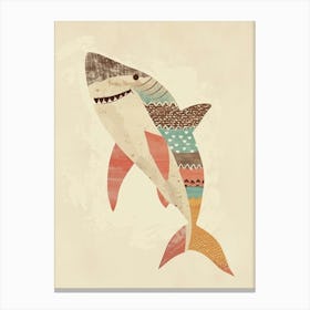 Muted Pastel Patterned Shark 3 Canvas Print