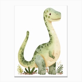 Cute Troodon Dinosaur Watercolour 2 Canvas Print