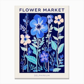 Blue Flower Market Poster Delphinium 1 Canvas Print