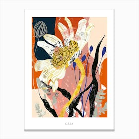 Colourful Flower Illustration Poster Daisy 4 Canvas Print