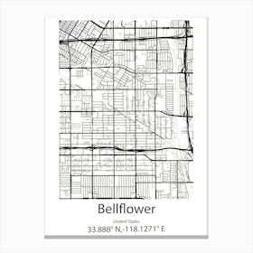 Bellflower,United States Minimalist Map Canvas Print