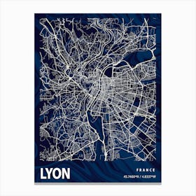 Lyon Crocus Marble Map Canvas Print