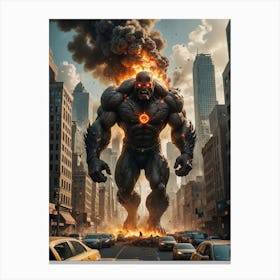 The Giant Fiend Unleashes Citywide Destruction Canvas Print