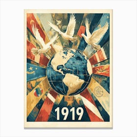 Aihrgdesign A Vintage International Peace Poster Celebrating 3 Canvas Print