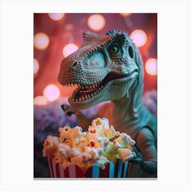 Pastel Toy Dinosaur Eating Popcorn 2 Canvas Print