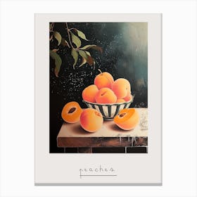 Art Deco Peaches On A Wooden Table Poster Canvas Print
