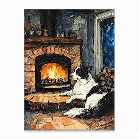 Dog By The Fire Leinwandbild