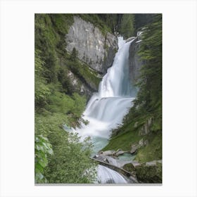 Trümmelbach Falls, Switzerland Realistic Photograph (1) Canvas Print