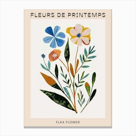 Spring Floral French Poster  Flax Flower 3 Canvas Print