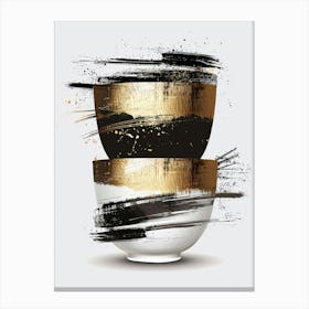 Gold And Black Bowls Canvas Print